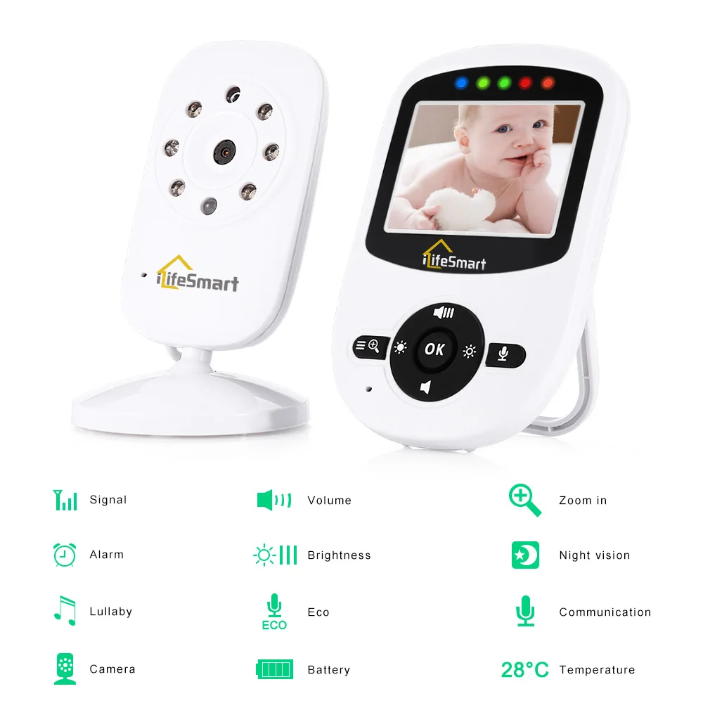 

Baby Sleeping Monitor Night Vision 2 Way Talk Lullaby Temperature Monitor 2.4 inch LCD Digital Wireless Nanny Radio Babysitter