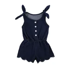 Newborn Infant Baby Girl Sleeveless Denim Romper Jumpsuit Toddler One-Pieces Outfits Summer Sunsuit Clothes