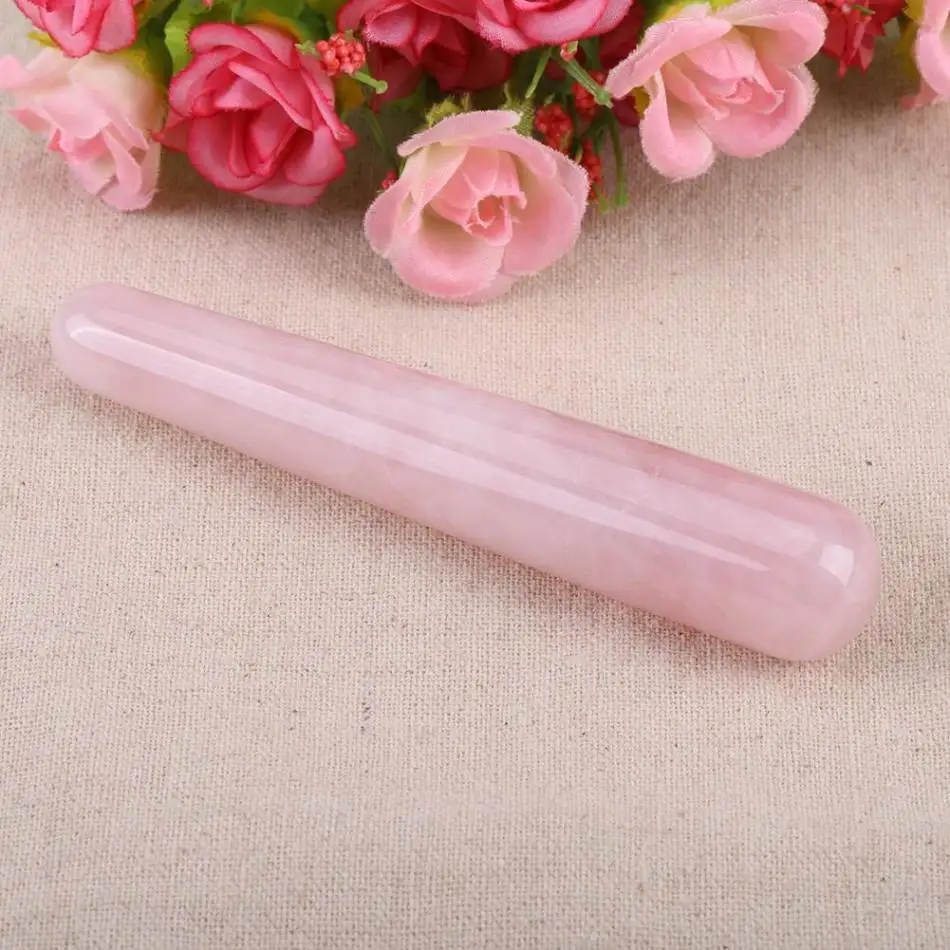 Натуральная Розовая кварцевая палочка, палочка с кристаллами, массажная палочка для лица Guasha Acupoint, палочка для похудения, роликовый камень, гладкий массажер, палочка