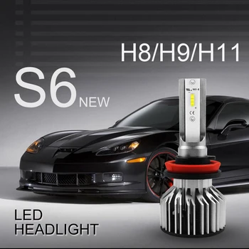 

H8/H9/H11 2PCS LED Headlight Bulbs Conversion Kit,DOT Approved,SEALIGHT S6 series Super Bright 12xCSP chips Low Beam-6000K White
