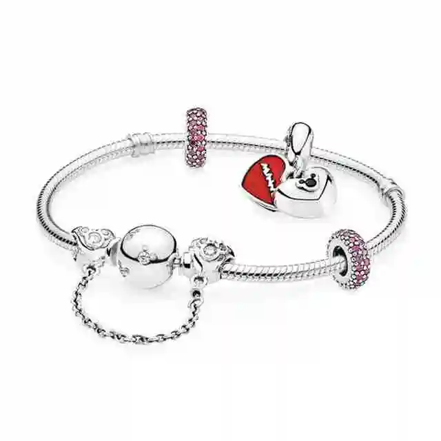 

SIEMTO 100% 925 Sterling Silver Mi in Lovers Jewelry Gift Set fit DIY Original charm Bracelets jewelry A set