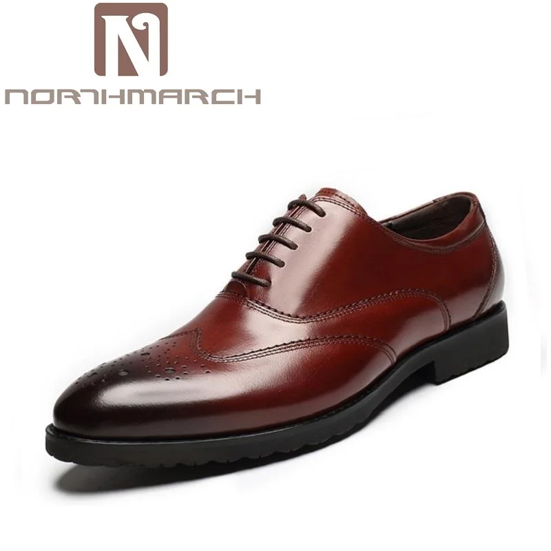 

NORTHMARCH Mens Handmade Dress Shoes Luxury Brand High Quality Round Toe Men Oxford Shoes For Men Sapatos De Couro Masculinos