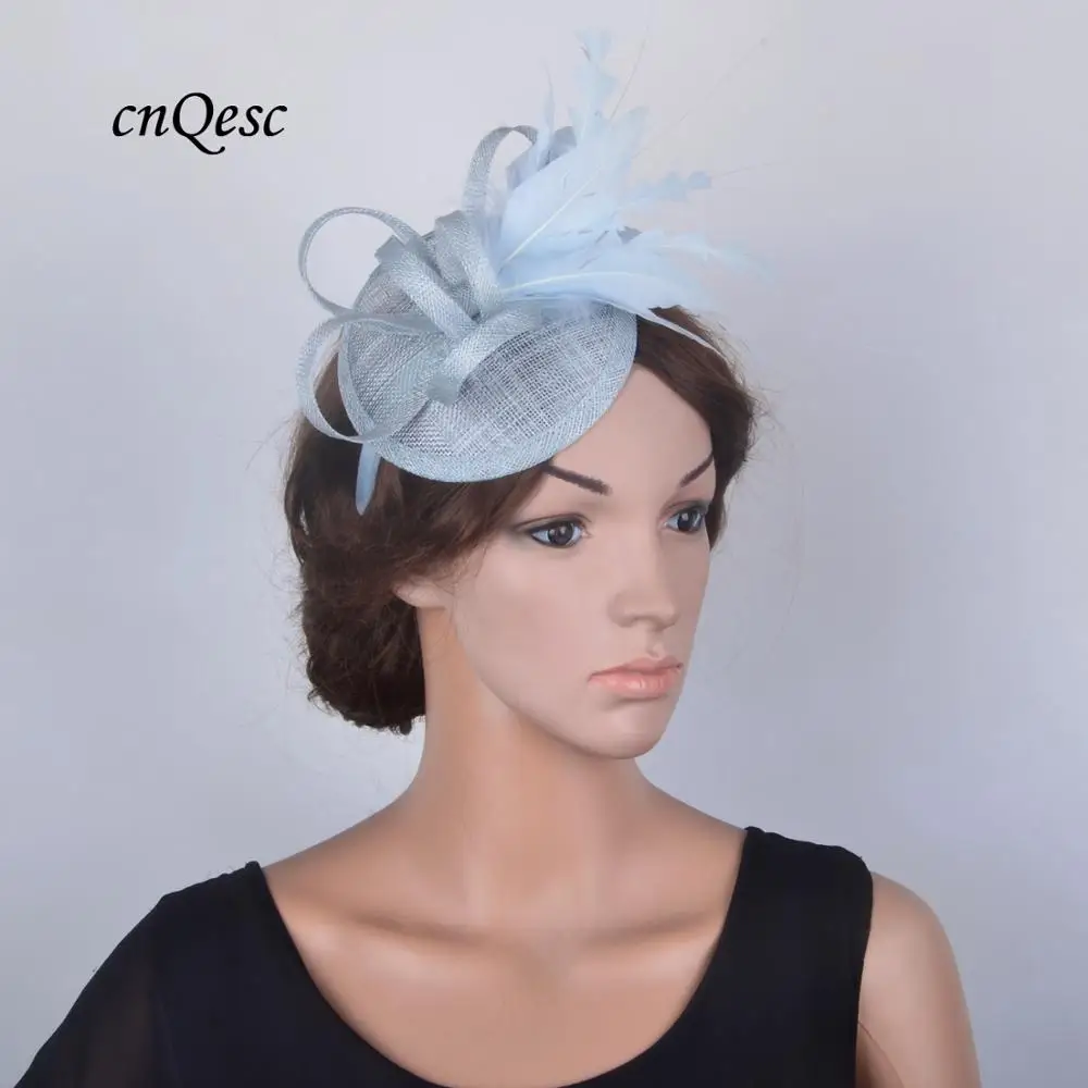 AliExpress Sinamay-baby Blue Feather Wedding Hat, Royal Wedding Cap