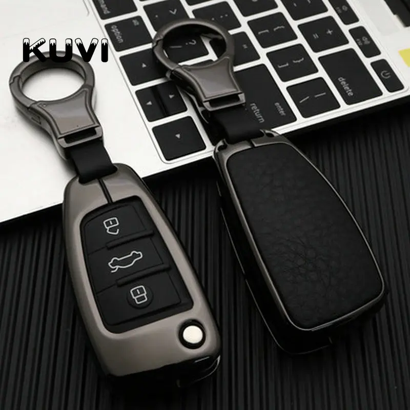 Najtaniej Stopu cynku skórzane pilot samochodowy obudowa breloczka na klucze dla Audi A3 8L 8P A4 B6 B7 B8 A6 C5 C6 4F RS3 Q3 Q7 TT