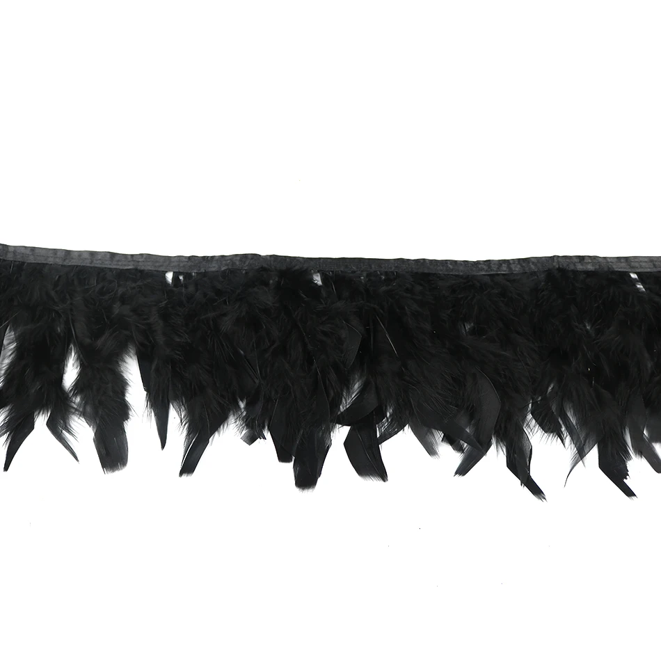 2 black chandelle turkey feather trims 6