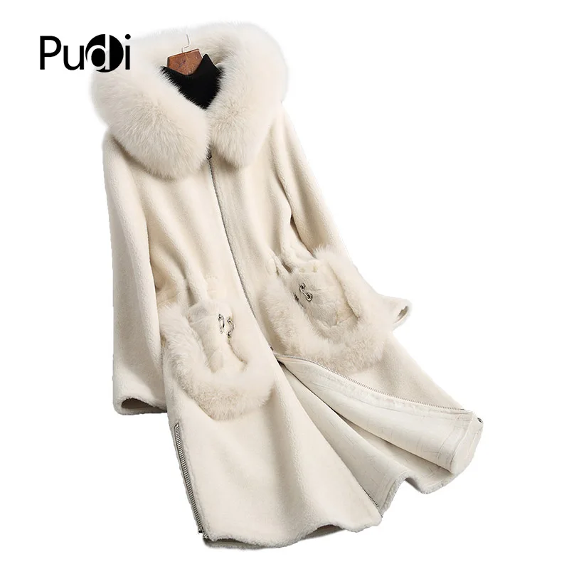 PUDI A18108-5, Женское зимнее теплое пальто из натуральной шерсти с лисьим воротником, Женское пальто, куртка, пальто