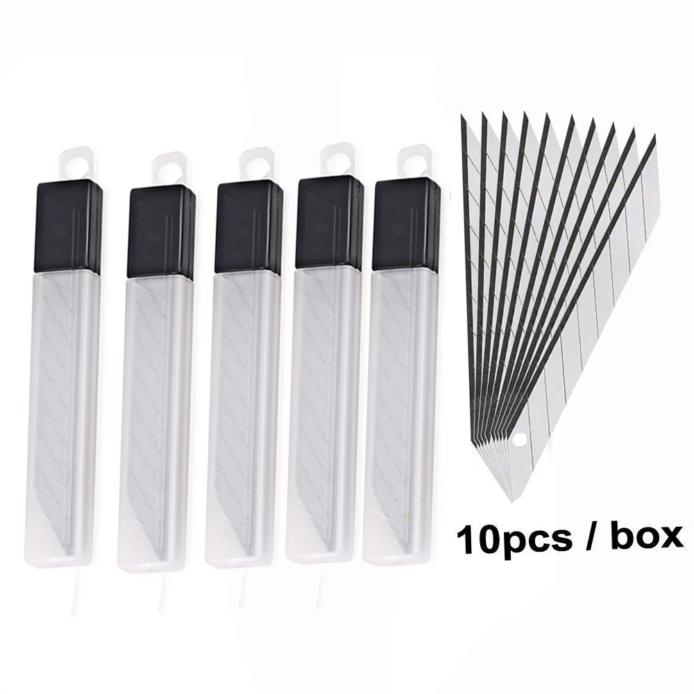 

FOSHIO 50PCS 30 Degree 9mm Snap Off Tip Blades For Utility Art Knife School Office Stationery Car Film Wrapping DIY Cutter Blade
