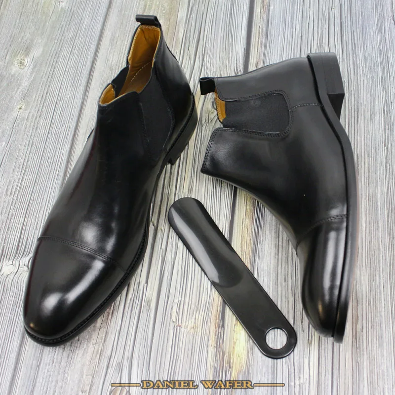 Роскошная кожаная обувь; мужские Ботильоны; обувь «Челси»; Мужские ботинки в британском стиле; обувь без застежки с закрытым носком; цвет коричневый, черный; мужская кожаная обувь