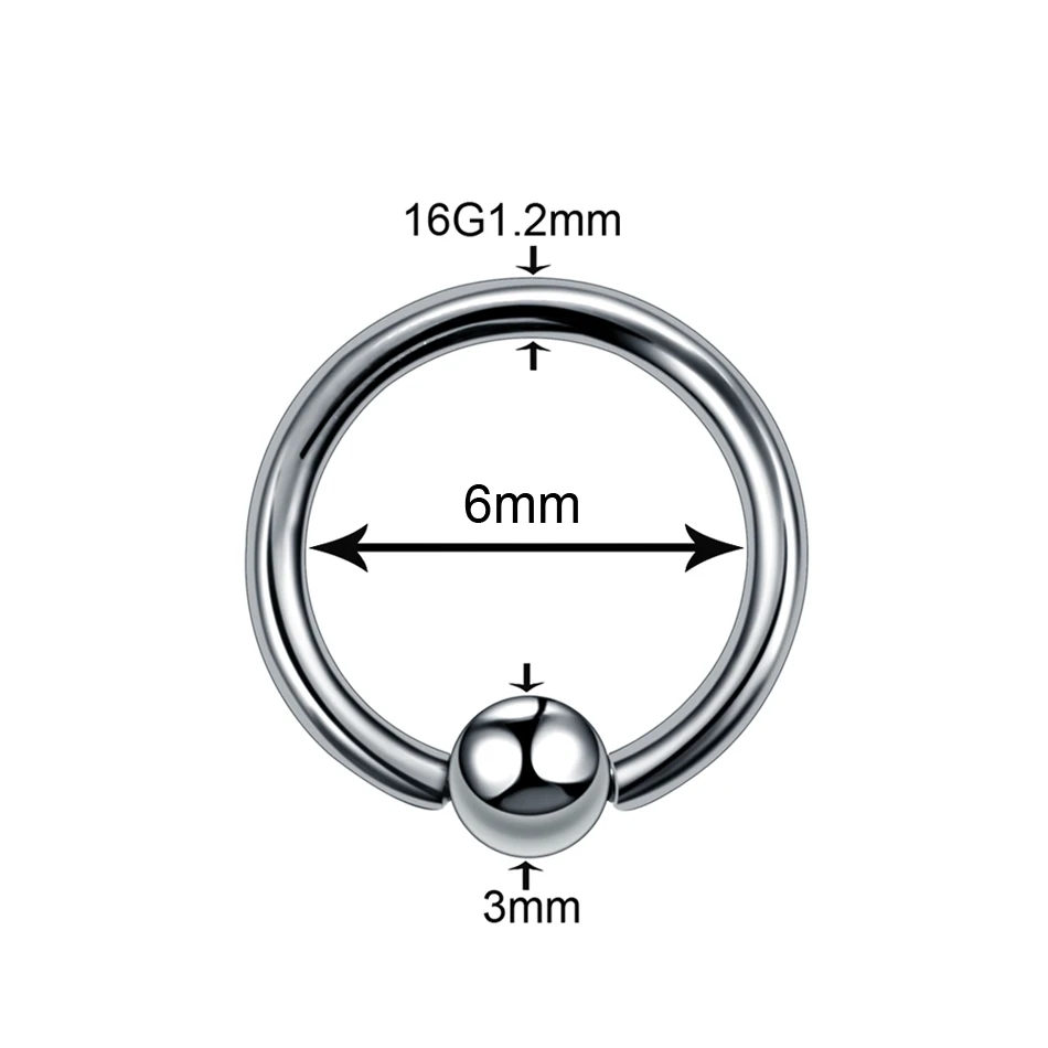 1 шт. титановые носовые Сережки для пирсинга анодированный цветной шар& драгоценный камень 16 г спиральные украшения для пирсинга Ушной Хрящ Пирсинг для хряща в форме сердца Oreja - Окраска металла: Ball  16g 1.2x6x3mm