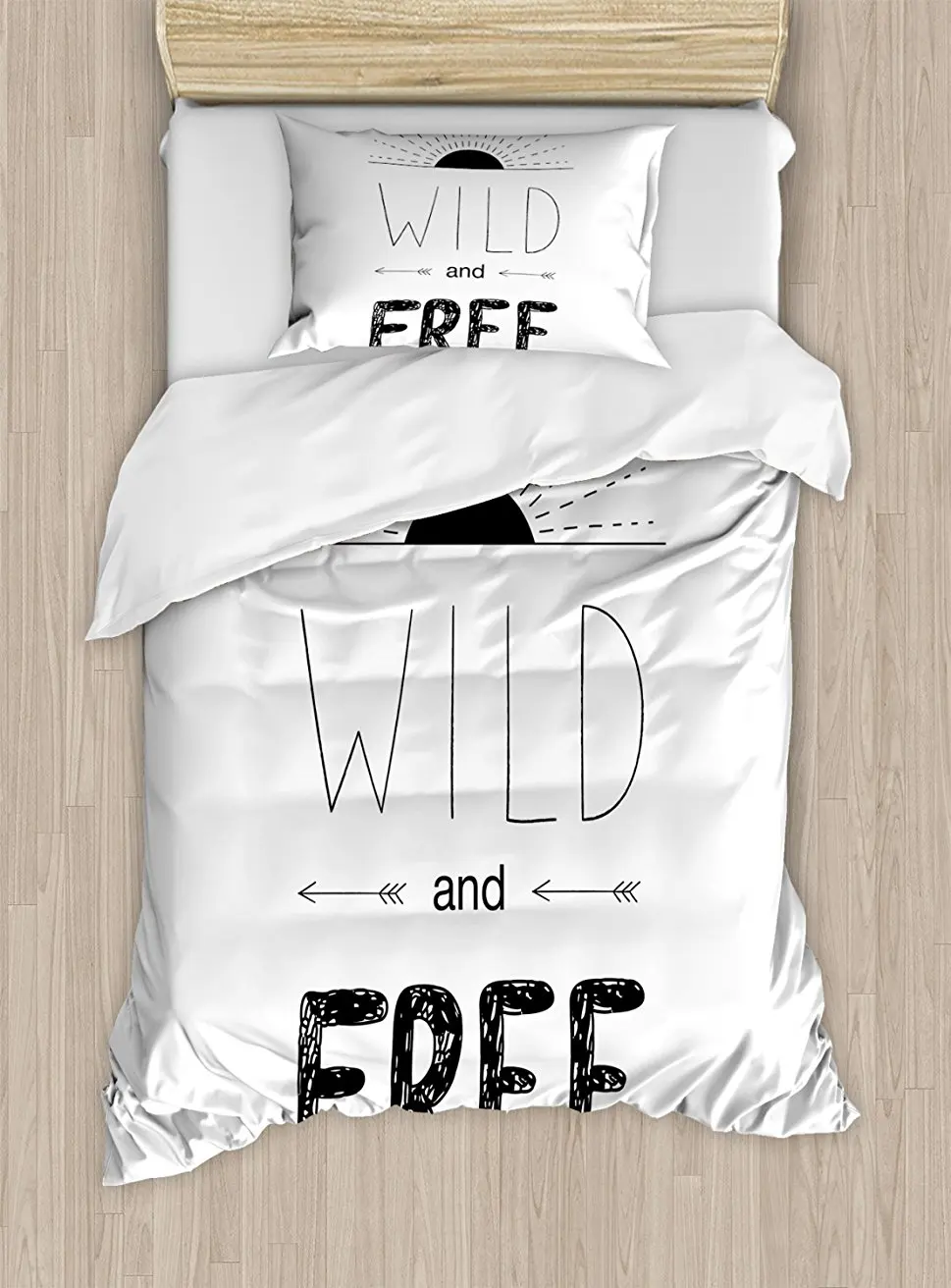 

Adventure Duvet Cover Set Abstract Hand Drawn Rising Sun Figure Arrows Wild Free Forest Sketch Art Design 4 Piece Bedding Set