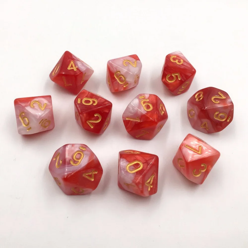 

rollooo Dice 10pcs/set D10 Polyhedral Dice Double Color Rpg dice