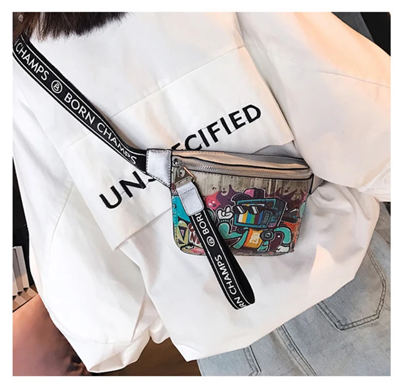 Fanny Pack Women Waist Bag Leather Crossbody Belt Shoulder Bags Waist Packs Girls Waterproof Street Sport Cartoon Chest Bag N88