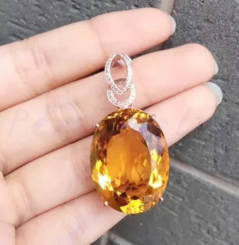 

Citrine pendant Free shipping Natural real cirtrine 925 sterling silver 15*20mm 15ct big gemstone For men or women #J18090605