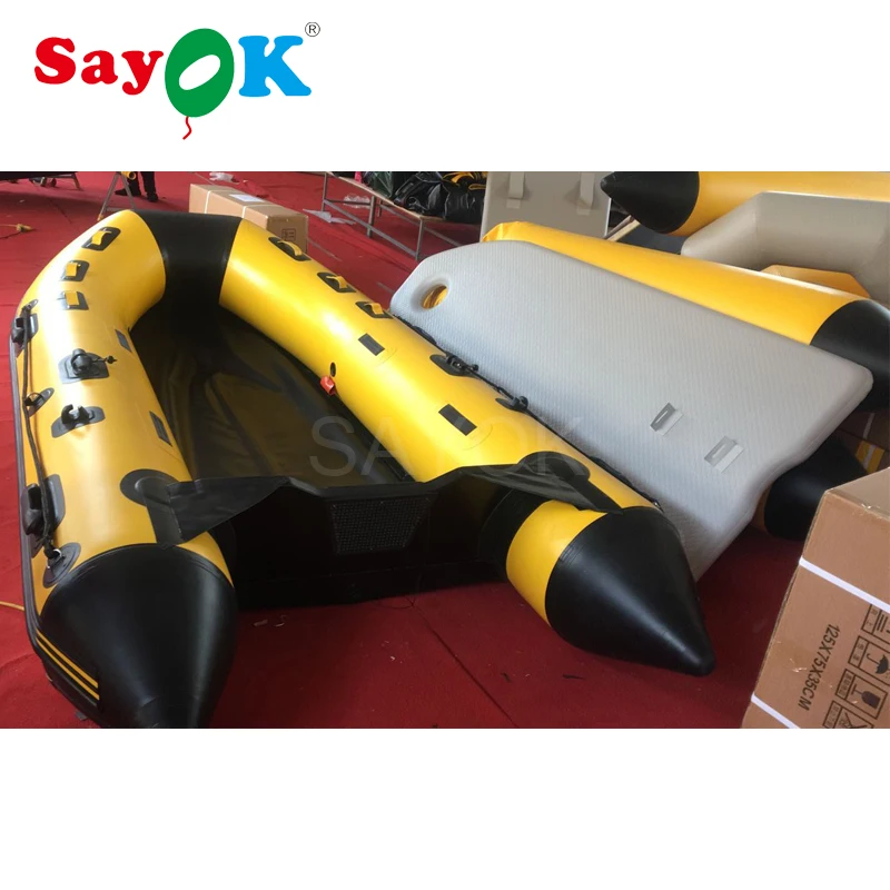 

Cheap 360cm inflatable pontoon fishing boat, inflatable rubber boat, pvc inflatable rowing boat with Air deck floor