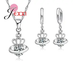 Jemmin уникальный Дизайн 925 подвески стерлингового серебра Цепочки и ожерелья серьги комплект ювелирных изделий для Для женщин Кристалл