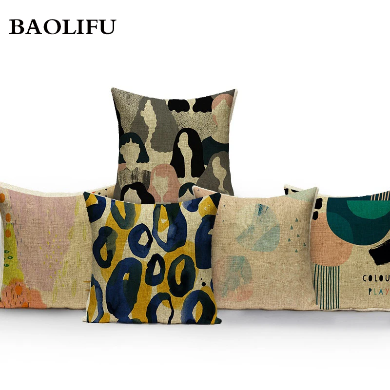 

BAOLIFU Cartoon Comic Cushion Cover America Streets Art Geometric Abstraction Decorative Throw Pillows Print Cushion Cover 45x45