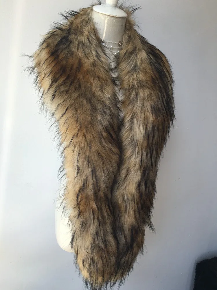 Натуральный цвет с воротником из искусственного меха енота искусственный Лисий мех шарф большой платок для зимы женское теплое пальто для женщин