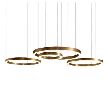 

Modern gold circle hanging lamp LED pendant light Hotel ring stainless steel minimalist living room Light for restaurant project
