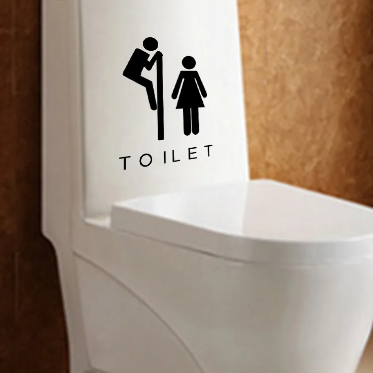 Toilet 16*11cm Wall Stickers Toilet Decals Man Climb See Spy Woman