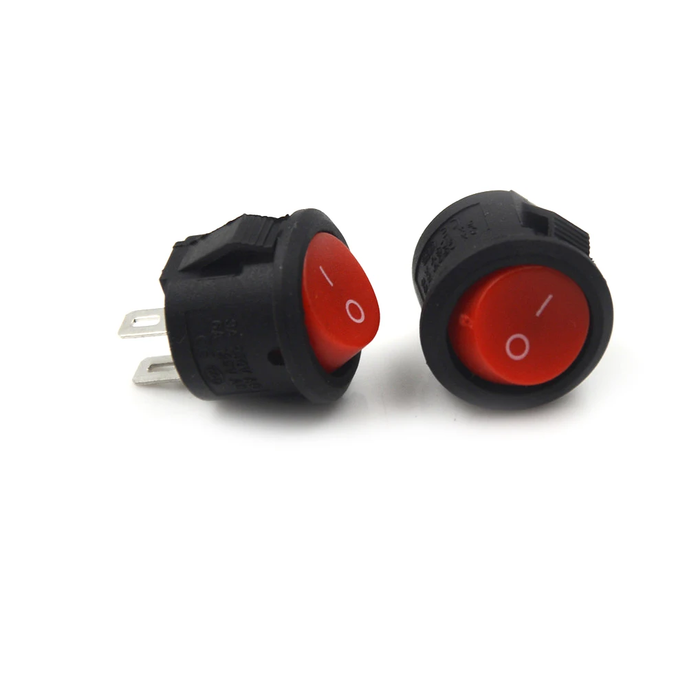 

10Pcs 16mm Diameter Small Round Boat Rocker Switches Black Mini Round Red 2 Pin ON-OFF Rocker Switch