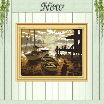 

The sunset Scenery,11CT printing on canvas DMC 14CT Cross Stitch kits,embroider needlework Sets,Seaside Scenic crafts Home Decor