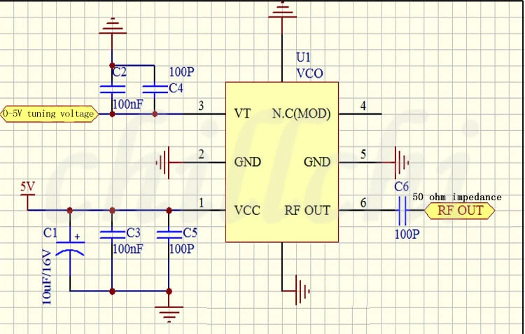Oscilador controlado de tensão vco sm5800 5700-5850mhz
