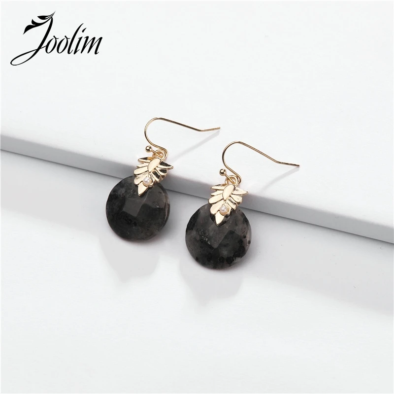 

Joolim Black Natural Stone Drop Earring Design Earring Wholesale