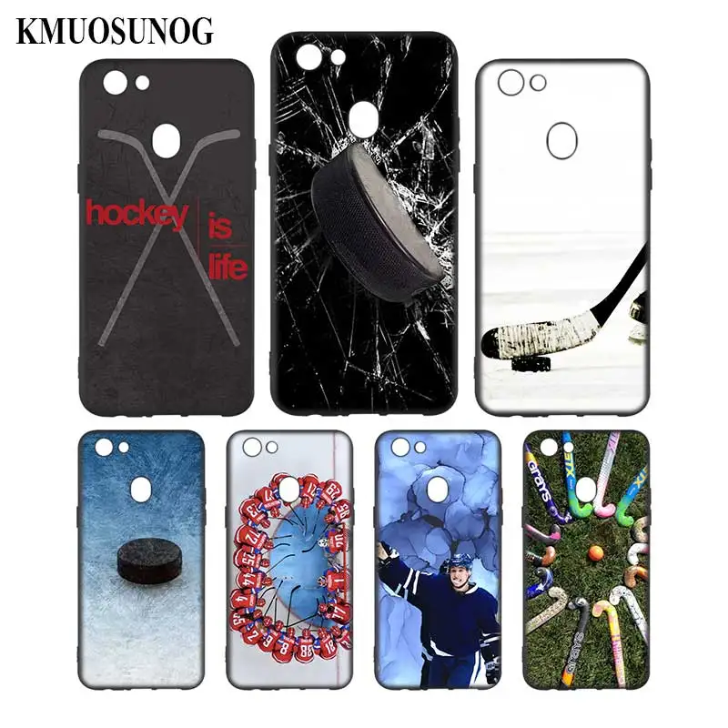 

Silicone Phone Bag For OPPO F5 F7 F9 A5 A7 R9S R15 R17 Black Soft Silicone Phone Case Hockey Sport Style