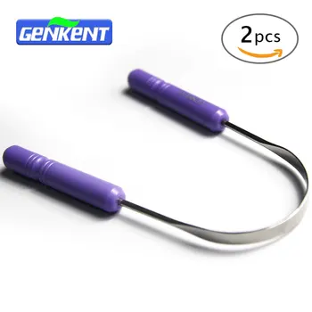 

GENKENT 2PCS Tongue Cleaner Stainless Steel Tongue Cleaner Oral Hygiene Dental Tongue Cleaning Oral Care Tool 2Colors