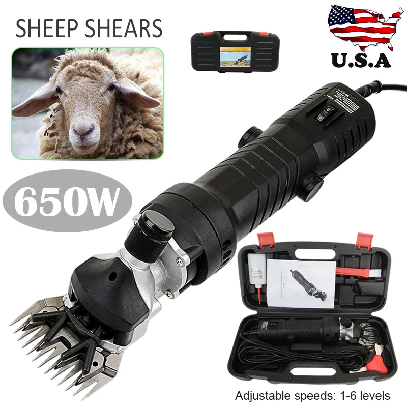 

650W Electric Shearing Clipper Shear 6 Adjustable Speed Sheep Goats Shears Shearing Machine Cutter Wool Scissor Power Tool