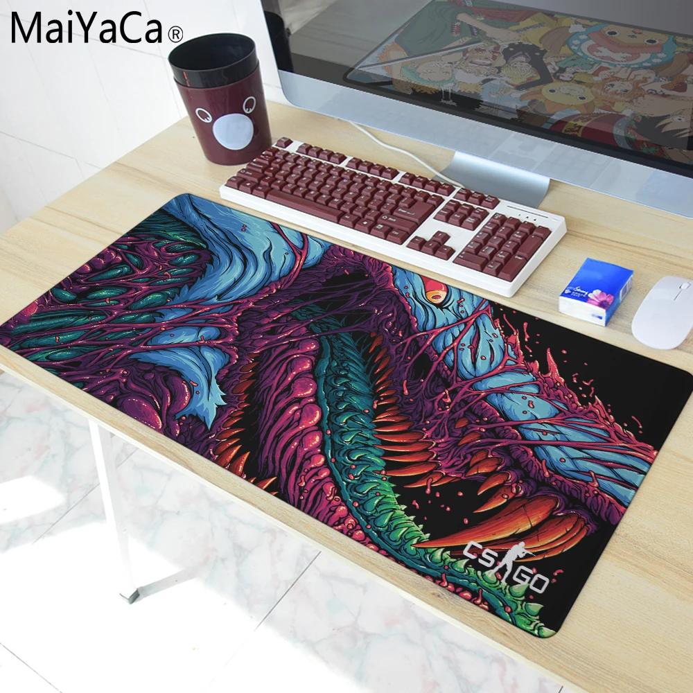 Большой коврик для мыши MaiYaCa The More fire Hyper beast CS GO с оверлочным краем большой игровой