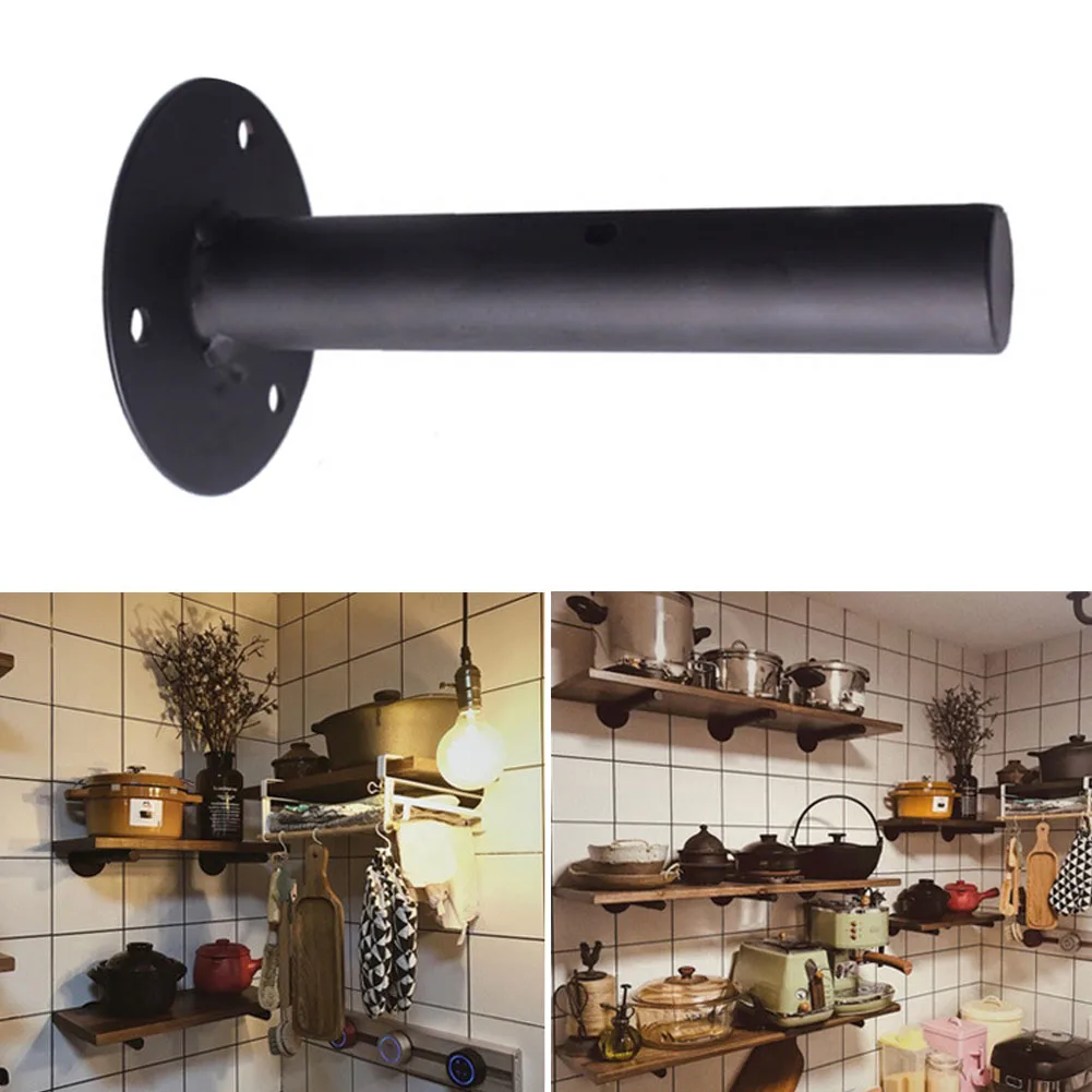 

2PCS Hardware Support Wall Mount Scaffold Board Practical Shelf Bracket Holder Round Pipe Rustproof Wrought Iron Floating