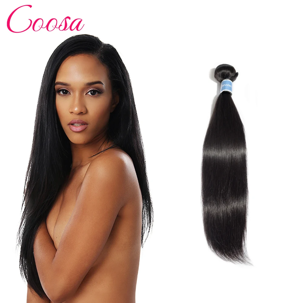 100G Peruvian Virgin Hair Natural Straight 1 Bundle Peruvian Natural Hair 1B Black Virgin Peruvian Hair Remy Human Hair Weave