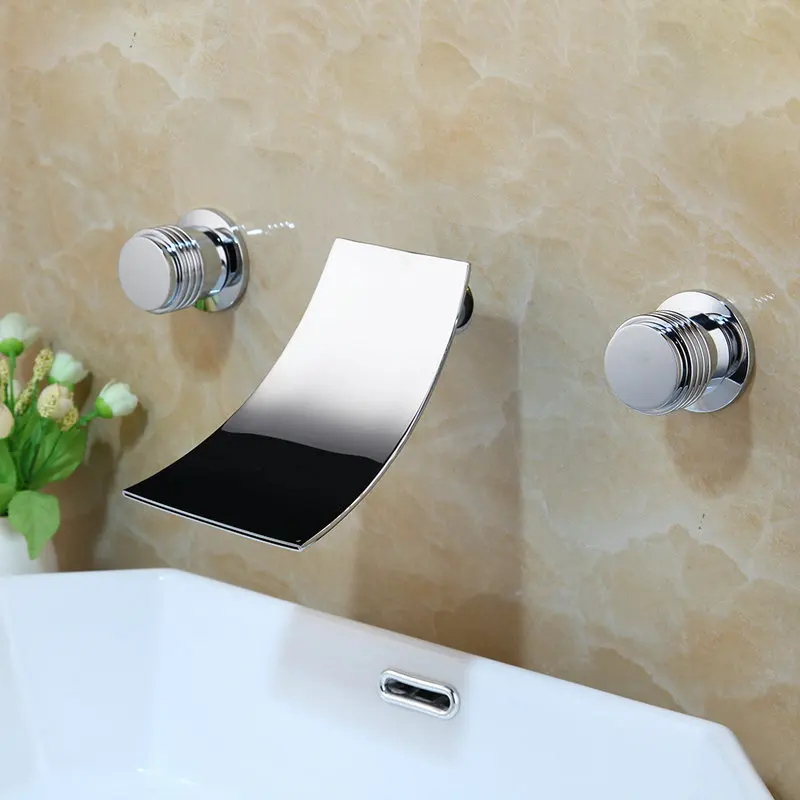 Bathtub Faucet 2 JIENI водопад керамические двойные ручки Ванная комната ванна раковина смеситель на бортике 3 шт. хромированный кран Набор - Цвет: Bathtub Faucet 2