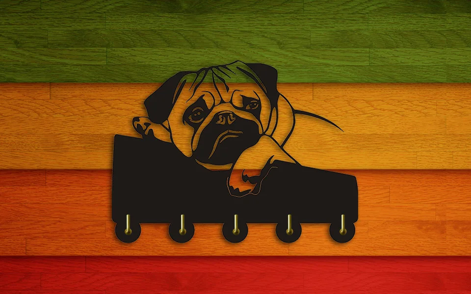 Английская собака породы бульдог светодиодный деревянные крючки украшение для дома картина на стену с животными современный Мопс изменение цвета настенные крючки ПЭТ сувенир для любителя собак