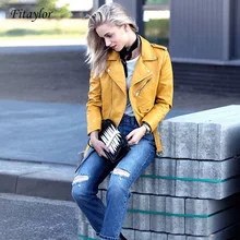 Fitaylor, новинка, женская кожаная куртка, тонкая, короткая, мотоциклетная, искусственная кожа, куртки, осенняя мода, яркий цвет, пальто, уличная одежда