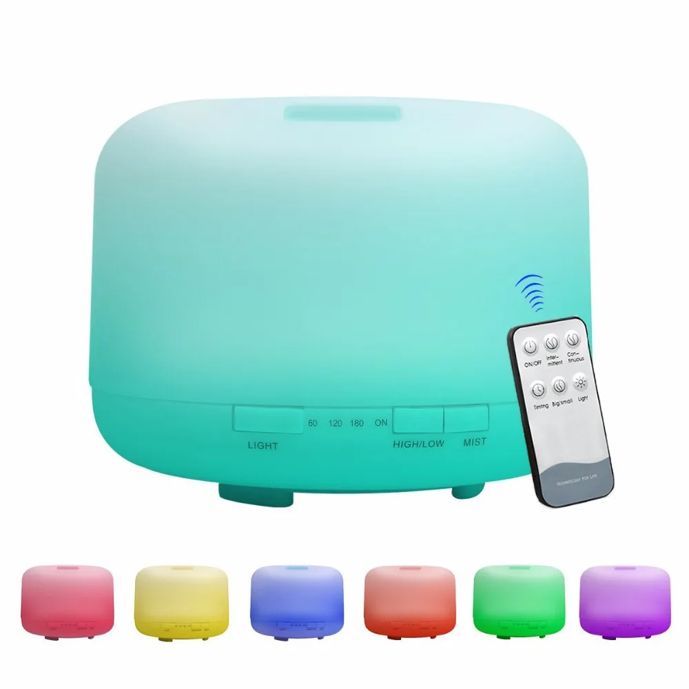 Remote Control 500ML Ultrasonic Air Aroma Humidifier With 7 Color Lights Electric Aromatherapy Essential Oil Aroma Diffuser