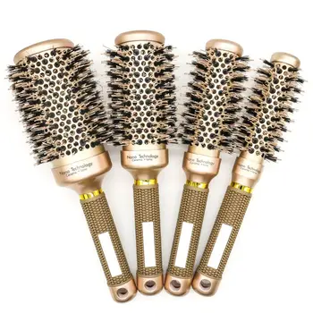 

1Pcs Round Hair Comb Hairdressing Curling Hair Brush Ceramic Iron Hair Comb Brush Curler Magic Comb Round Comb Hair Brushes