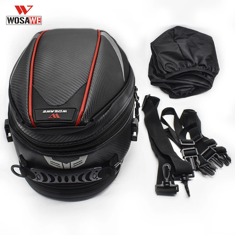

WOSAWE Waterproof Motorcycle Tail Bag Back Seat Bags Multi-functional High Capacity Mochila Moto Rainproof Cover For Free