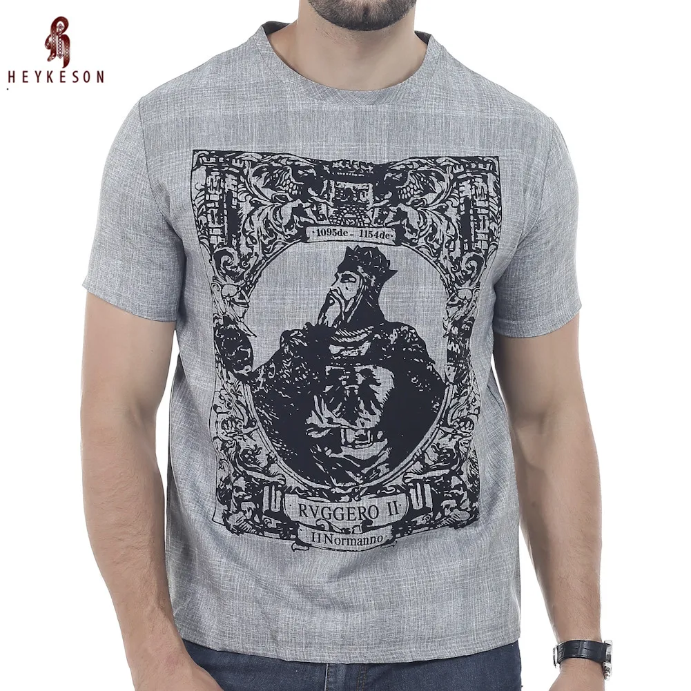 

HEYKESON Male 2018 Brand Short Sleeve New Casual Print T Shirt O-Neck Slim Men T-Shirt Tops Fashion Tee Shirt T Shirts 5XL LHKJI