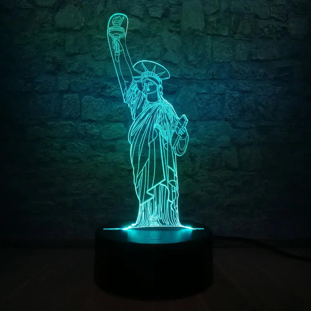 

Statue of Liberty 3D LED Lamp 7 Color Change RGB Lighting Bedroom Touch Sleep Night Light Atmosphere Table Decorstive Child Gift