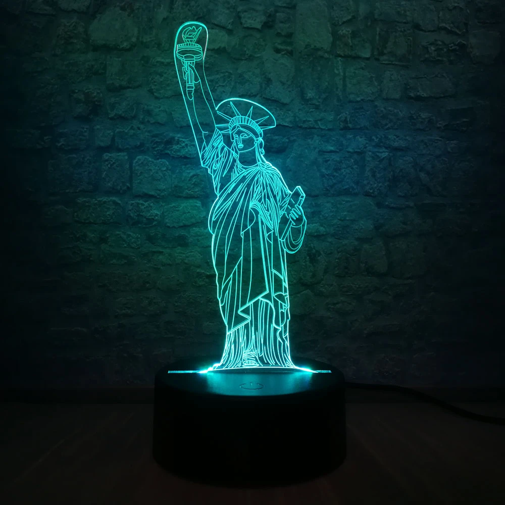 3d Night Light Statue Of Liberty Led Bedroom Table Lamp Color Changing 在庫限り