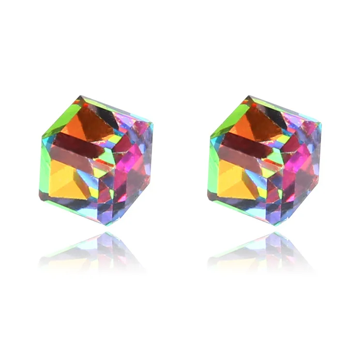 JeeMango здоровья магнит куб CZ клипсы с кристаллами без прокалывания уши сильные магнитные железные серьги для женщин A00063 - Окраска металла: Colorful
