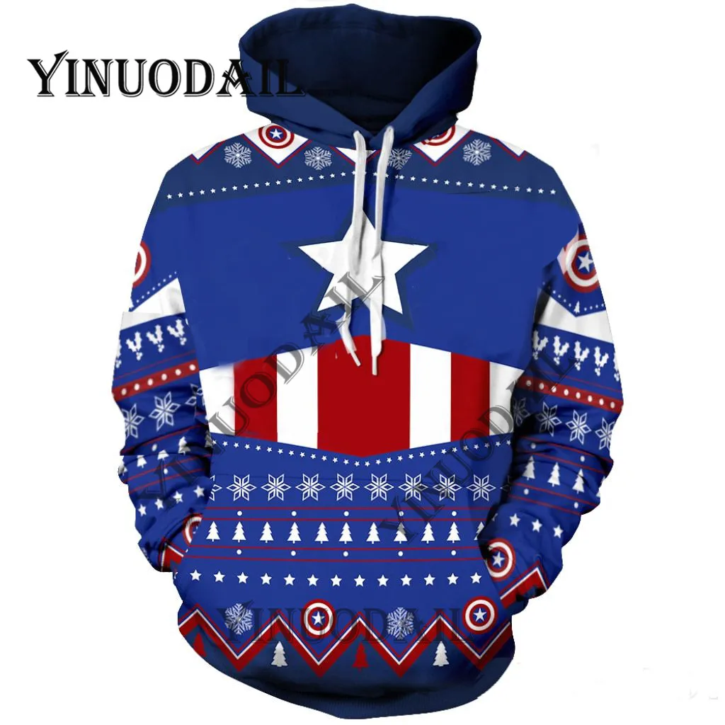 

Fans Made Deadpool 3D Printed Hoodies for Marvel Venom Spiderman Fa Captain America Chrismas Cosplay for Men Sweatshirt ns