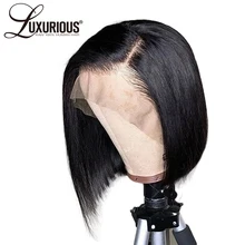 Причёска Боб с прямыми волосами стрижка кружева парики с боковой частью перуанские прямые волосы кружева передние человеческие волосы парик для женщин отбеленные узлы