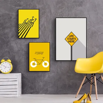 

wall art Creative minimalist black and white yellow fashion home decor canvas painting HD posters and prints