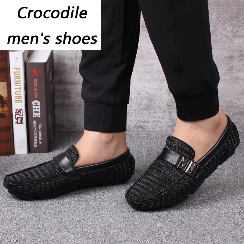 

Men's Branded Leather Shoes personality Slip-on Flat Shoe Breathable Step-in Casual Driving Shoes For Men Penny Loafers Shoes