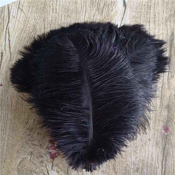 10 шт./лот, 10-12 дюймов, пушистые мягкие перья страуса, чистое белое перо для рукоделия из страусовых перьев, украшение для свадебной вечеринки 25-30 см - Цвет: black