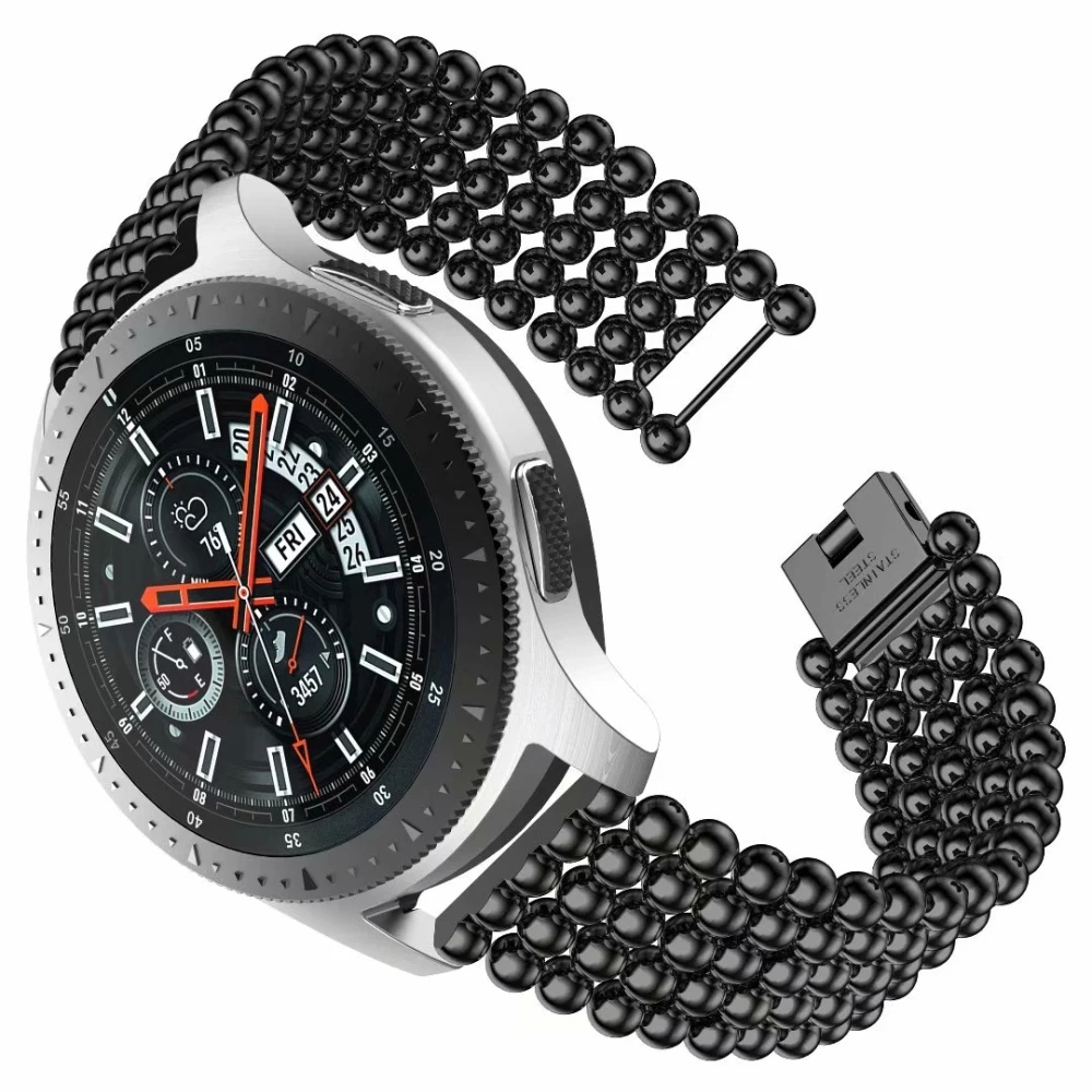

Luxury Round beads Stainless Steel Strap For Samsung Galaxy Watch 46mm SM-R800 Watch 46mm Wrist Bracelet Watchband Metal Belt