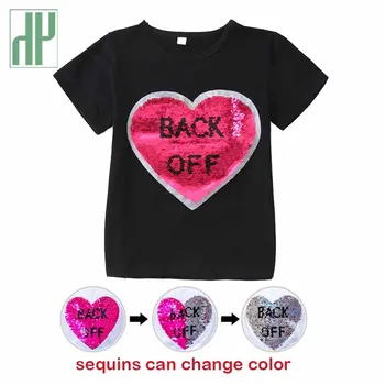 

Baby Girls tops t shirt with sequins Summer Cotton Short Sleeves birthday kids T-Shirts For Girls Tops & Tees 3 8 10 14 Year